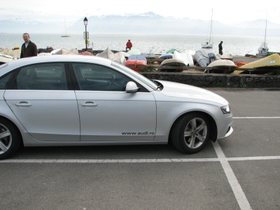 Audi A4 in Elvetia, cu lac si munti