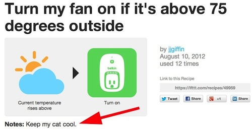 Cat IFTTT recipe